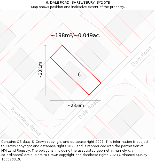 6, DALE ROAD, SHREWSBURY, SY2 5TE: Plot and title map