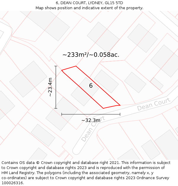 6, DEAN COURT, LYDNEY, GL15 5TD: Plot and title map