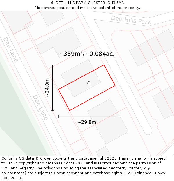 6, DEE HILLS PARK, CHESTER, CH3 5AR: Plot and title map