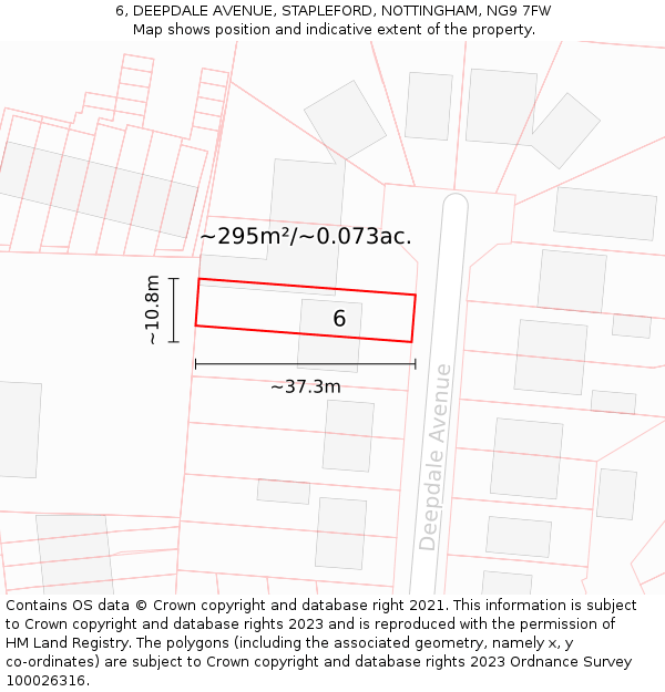 6, DEEPDALE AVENUE, STAPLEFORD, NOTTINGHAM, NG9 7FW: Plot and title map