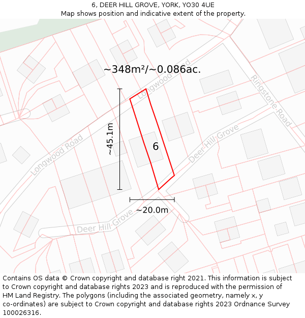 6, DEER HILL GROVE, YORK, YO30 4UE: Plot and title map