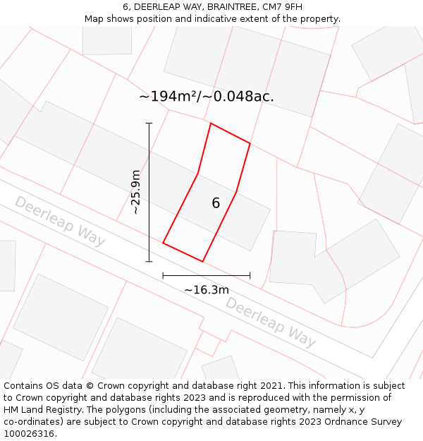 6, DEERLEAP WAY, BRAINTREE, CM7 9FH: Plot and title map