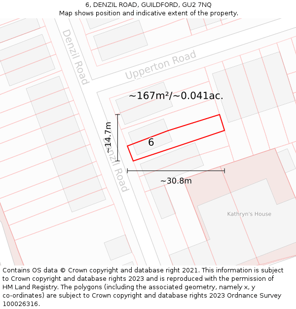 6, DENZIL ROAD, GUILDFORD, GU2 7NQ: Plot and title map