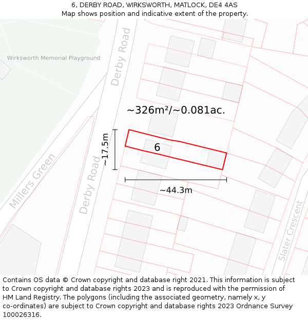 6, DERBY ROAD, WIRKSWORTH, MATLOCK, DE4 4AS: Plot and title map