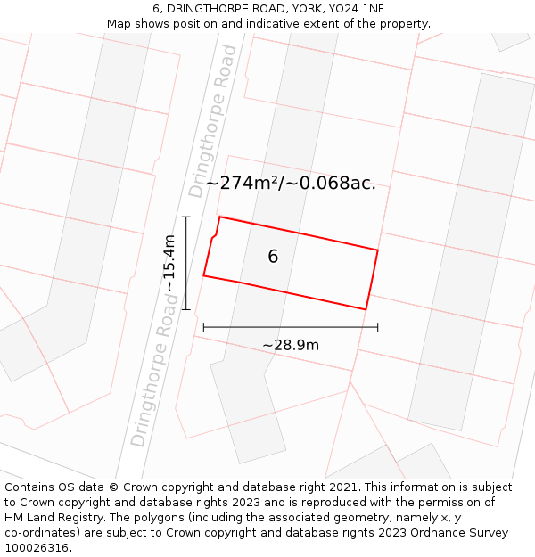 6, DRINGTHORPE ROAD, YORK, YO24 1NF: Plot and title map