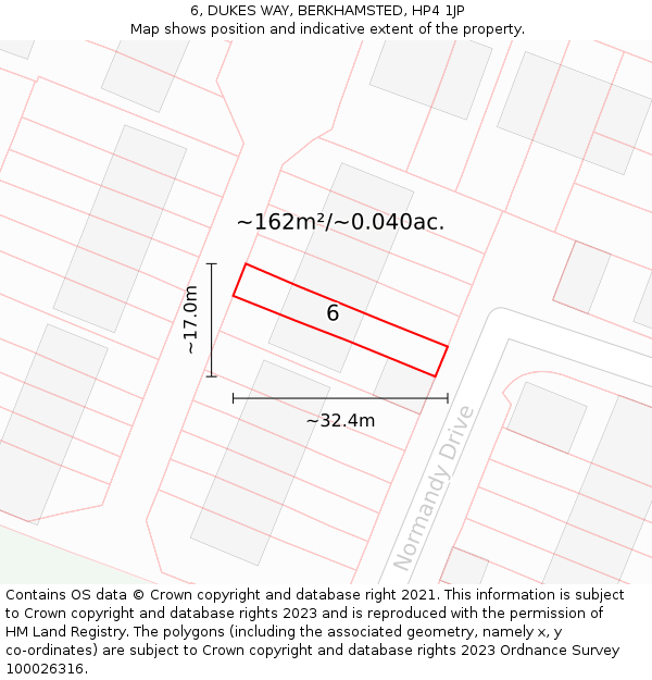 6, DUKES WAY, BERKHAMSTED, HP4 1JP: Plot and title map