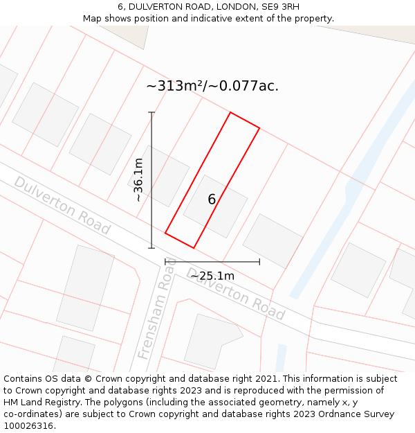 6, DULVERTON ROAD, LONDON, SE9 3RH: Plot and title map