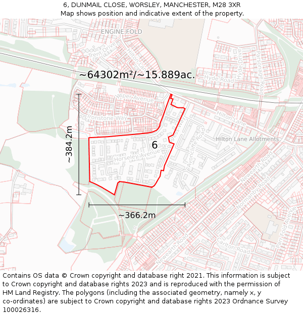 6, DUNMAIL CLOSE, WORSLEY, MANCHESTER, M28 3XR: Plot and title map