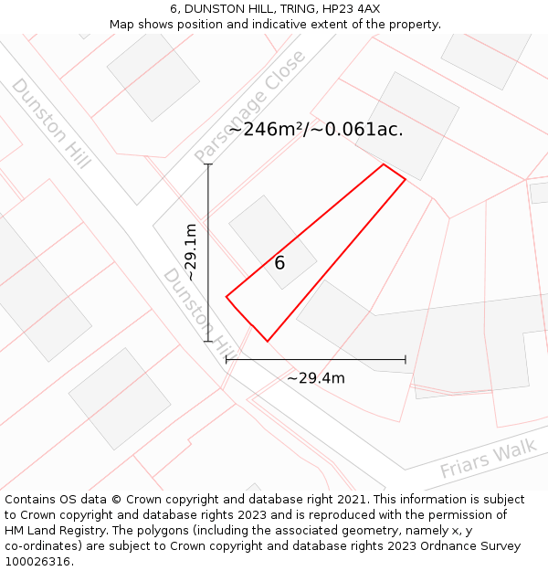 6, DUNSTON HILL, TRING, HP23 4AX: Plot and title map