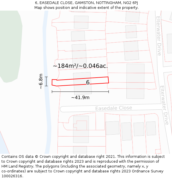 6, EASEDALE CLOSE, GAMSTON, NOTTINGHAM, NG2 6PJ: Plot and title map