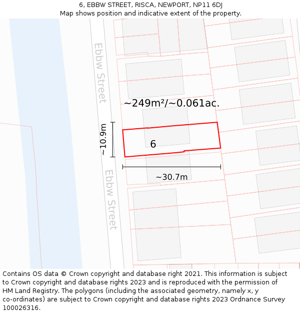 6, EBBW STREET, RISCA, NEWPORT, NP11 6DJ: Plot and title map