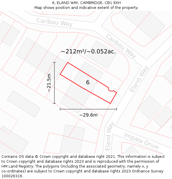 6, ELAND WAY, CAMBRIDGE, CB1 9XH: Plot and title map