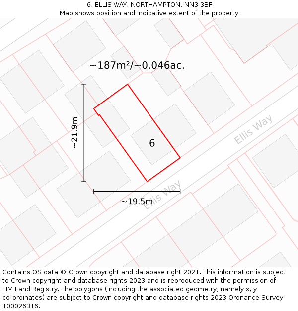 6, ELLIS WAY, NORTHAMPTON, NN3 3BF: Plot and title map