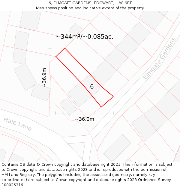 6, ELMGATE GARDENS, EDGWARE, HA8 9RT: Plot and title map