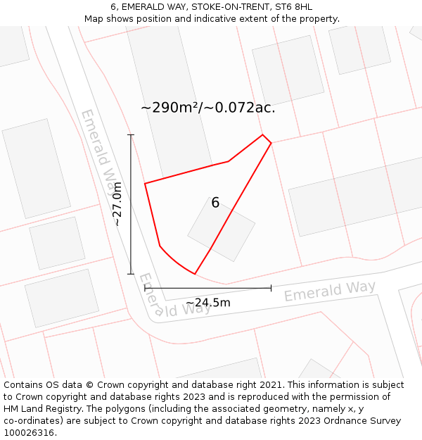 6, EMERALD WAY, STOKE-ON-TRENT, ST6 8HL: Plot and title map