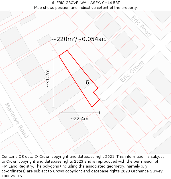 6, ERIC GROVE, WALLASEY, CH44 5RT: Plot and title map