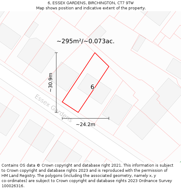 6, ESSEX GARDENS, BIRCHINGTON, CT7 9TW: Plot and title map