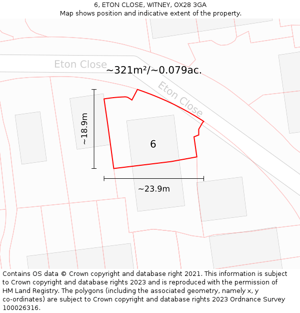 6, ETON CLOSE, WITNEY, OX28 3GA: Plot and title map