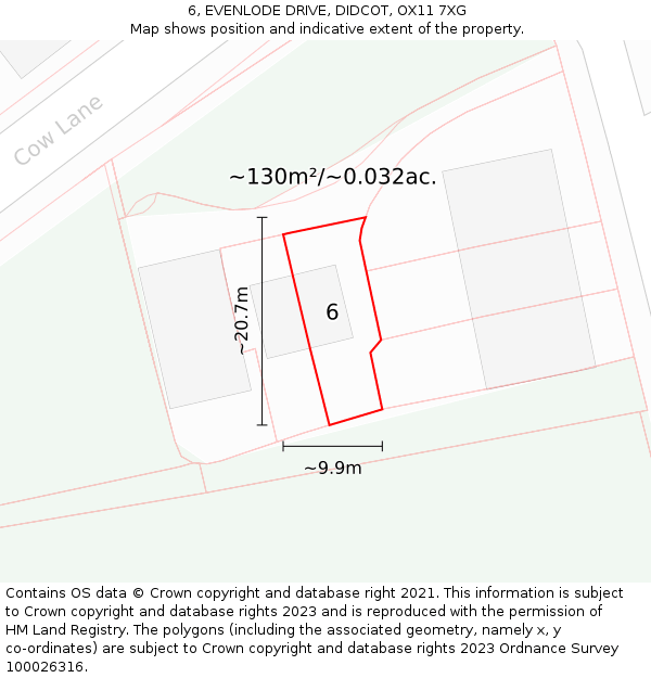 6, EVENLODE DRIVE, DIDCOT, OX11 7XG: Plot and title map