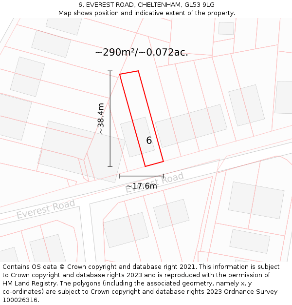 6, EVEREST ROAD, CHELTENHAM, GL53 9LG: Plot and title map