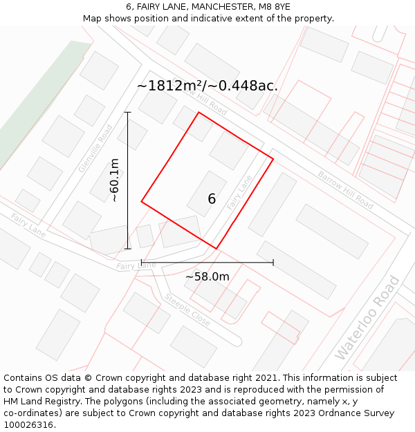 6, FAIRY LANE, MANCHESTER, M8 8YE: Plot and title map