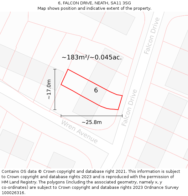 6, FALCON DRIVE, NEATH, SA11 3SG: Plot and title map