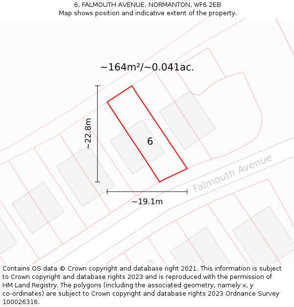 6, FALMOUTH AVENUE, NORMANTON, WF6 2EB: Plot and title map