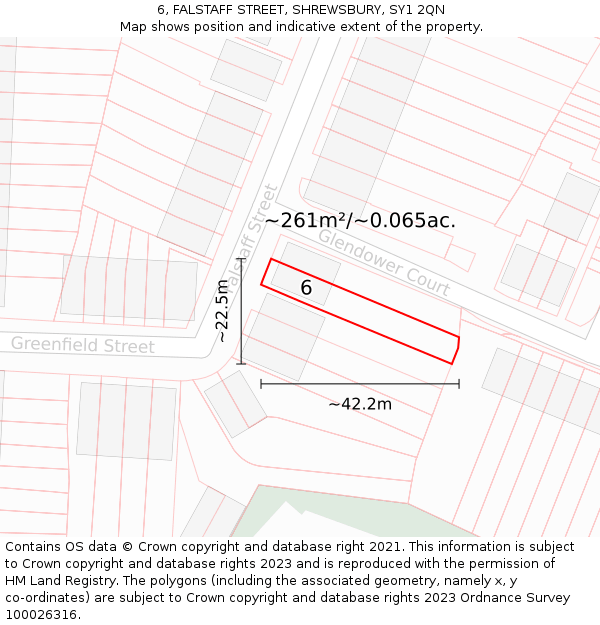 6, FALSTAFF STREET, SHREWSBURY, SY1 2QN: Plot and title map