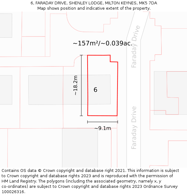 6, FARADAY DRIVE, SHENLEY LODGE, MILTON KEYNES, MK5 7DA: Plot and title map