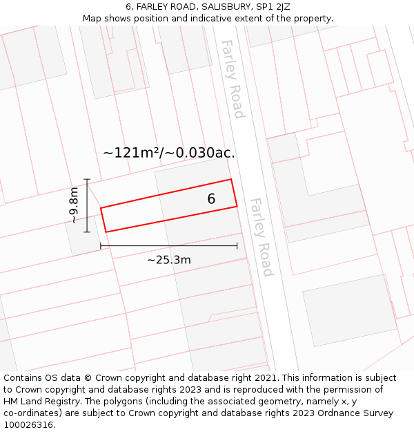 6, FARLEY ROAD, SALISBURY, SP1 2JZ: Plot and title map