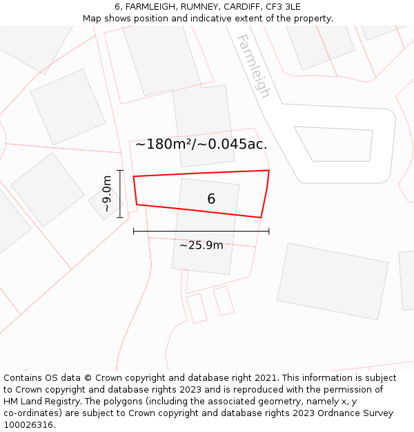 6, FARMLEIGH, RUMNEY, CARDIFF, CF3 3LE: Plot and title map