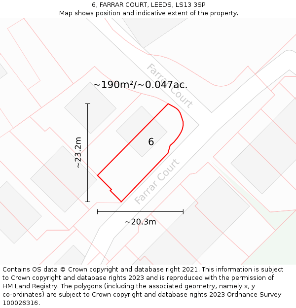 6, FARRAR COURT, LEEDS, LS13 3SP: Plot and title map