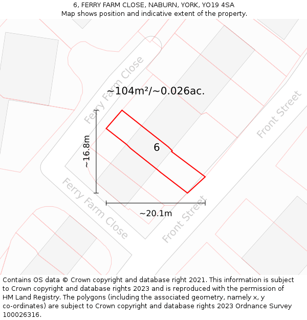 6, FERRY FARM CLOSE, NABURN, YORK, YO19 4SA: Plot and title map