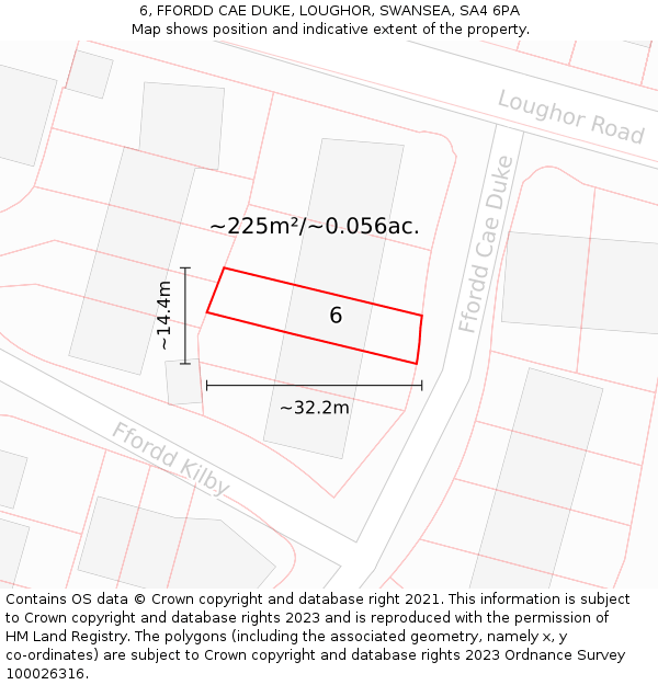 6, FFORDD CAE DUKE, LOUGHOR, SWANSEA, SA4 6PA: Plot and title map