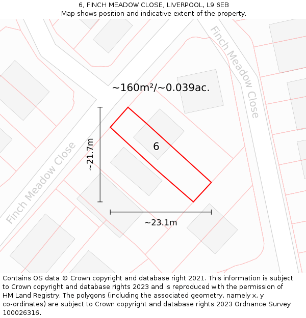 6, FINCH MEADOW CLOSE, LIVERPOOL, L9 6EB: Plot and title map