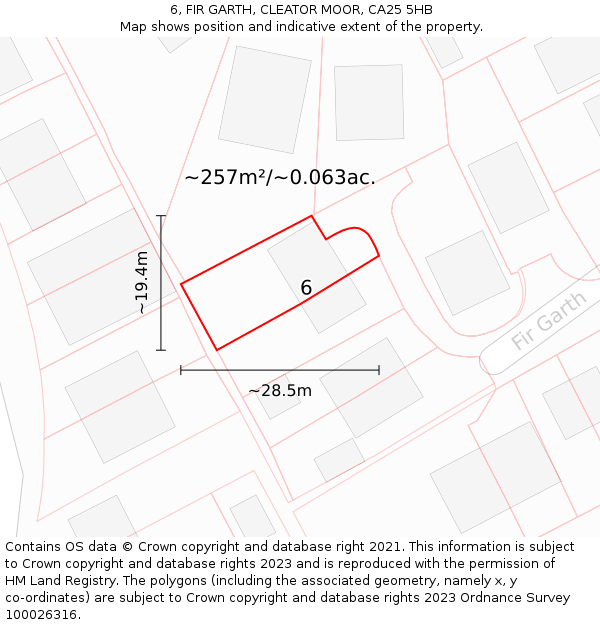 6, FIR GARTH, CLEATOR MOOR, CA25 5HB: Plot and title map