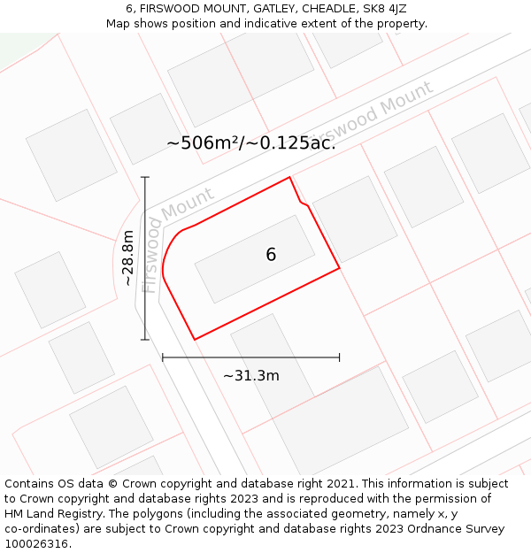 6, FIRSWOOD MOUNT, GATLEY, CHEADLE, SK8 4JZ: Plot and title map