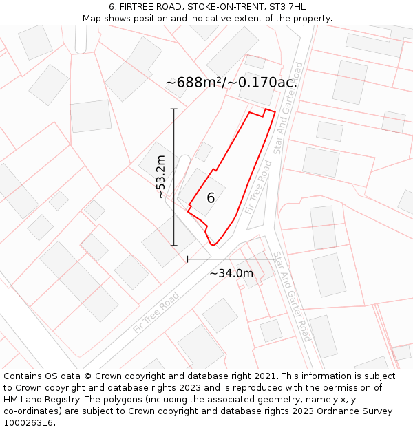 6, FIRTREE ROAD, STOKE-ON-TRENT, ST3 7HL: Plot and title map