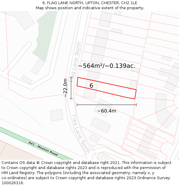 6, FLAG LANE NORTH, UPTON, CHESTER, CH2 1LE: Plot and title map