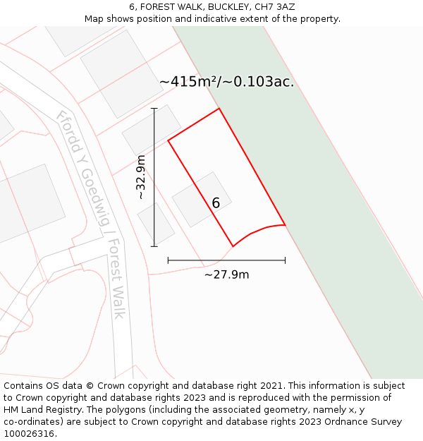 6, FOREST WALK, BUCKLEY, CH7 3AZ: Plot and title map