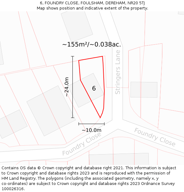 6, FOUNDRY CLOSE, FOULSHAM, DEREHAM, NR20 5TJ: Plot and title map