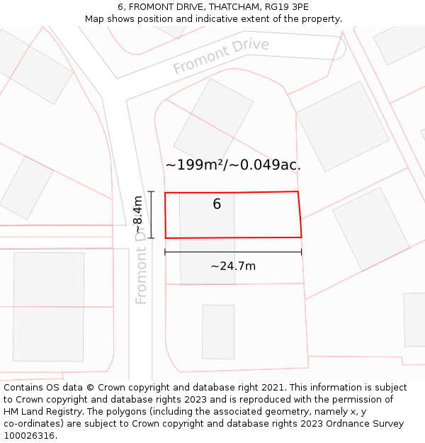 6, FROMONT DRIVE, THATCHAM, RG19 3PE: Plot and title map