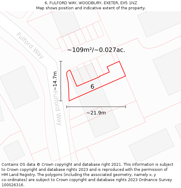 6, FULFORD WAY, WOODBURY, EXETER, EX5 1NZ: Plot and title map