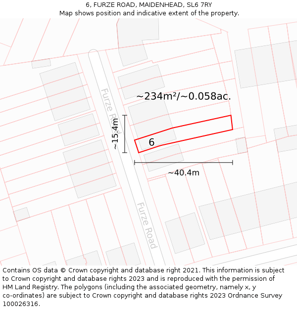 6, FURZE ROAD, MAIDENHEAD, SL6 7RY: Plot and title map