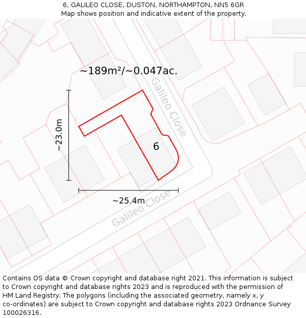 6, GALILEO CLOSE, DUSTON, NORTHAMPTON, NN5 6GR: Plot and title map