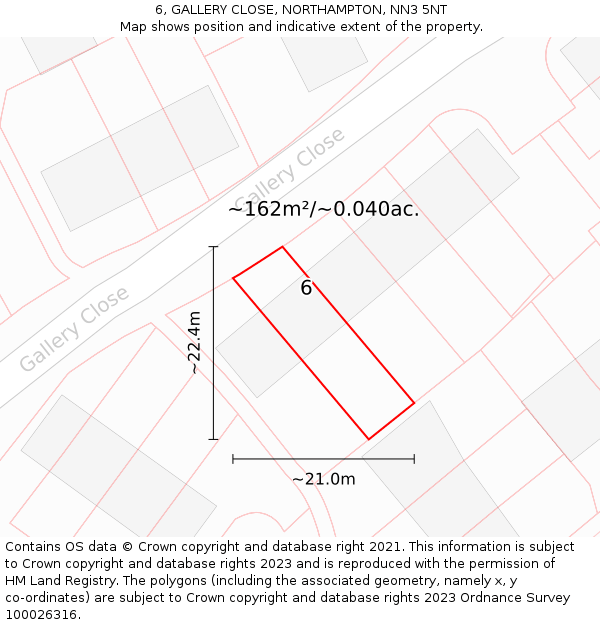 6, GALLERY CLOSE, NORTHAMPTON, NN3 5NT: Plot and title map