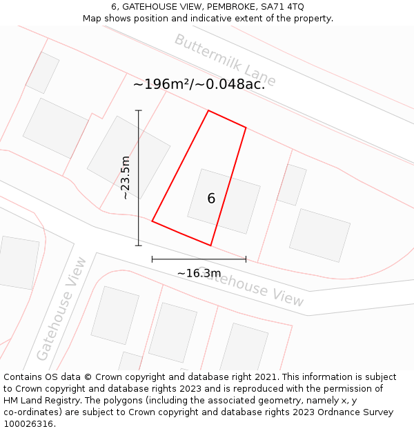 6, GATEHOUSE VIEW, PEMBROKE, SA71 4TQ: Plot and title map