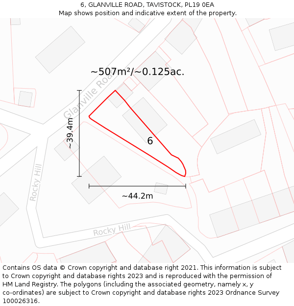 6, GLANVILLE ROAD, TAVISTOCK, PL19 0EA: Plot and title map