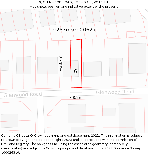 6, GLENWOOD ROAD, EMSWORTH, PO10 8NL: Plot and title map