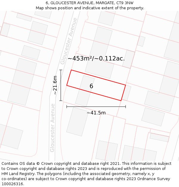 6, GLOUCESTER AVENUE, MARGATE, CT9 3NW: Plot and title map